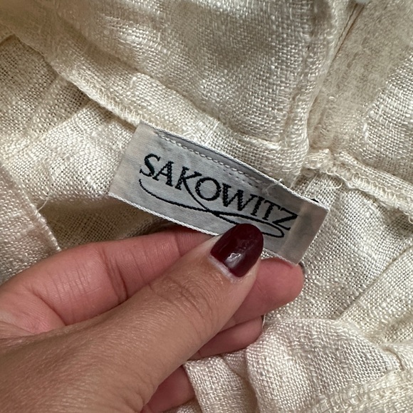 Vintage 1980s Sakowitz Elegant Cream Pleated Midi Skirt High Rise Cottagecore - Picture 4 of 7